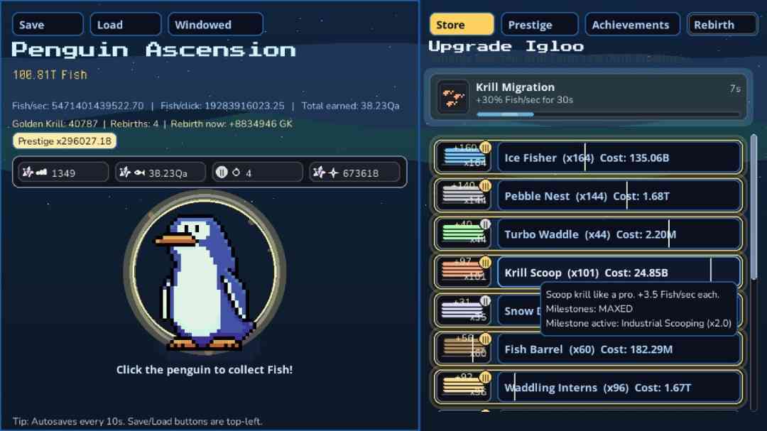 《Penguin Ascension》免安装版》游戏免费下载|休闲益智·点击游戏·像素图形·独立·挂机游戏  第2张