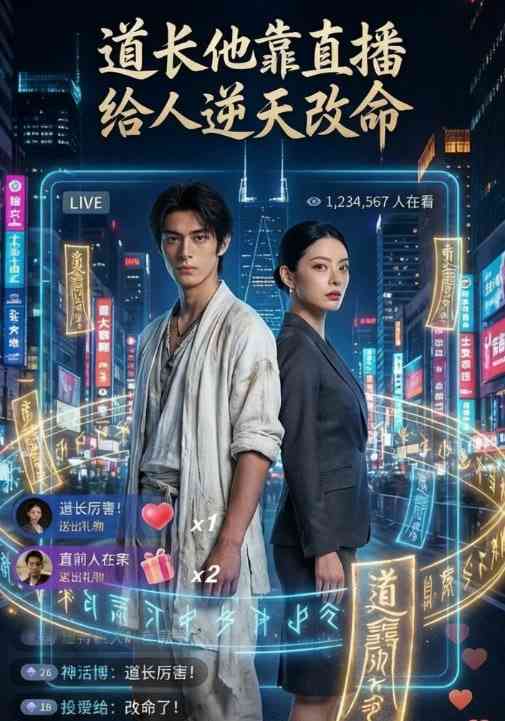 《道长他靠直播给人逆天改命》全集免费高清短剧无广告在线播放|短剧·中国大陆·2026  第1张